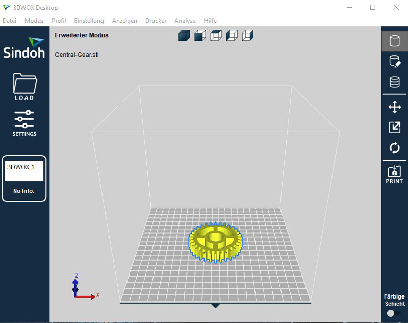 Screenshot der 3DWOX Desktop Software